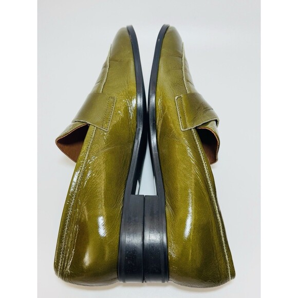 Angel Alarcon Patent Leather Square-Toe Flats moccasins OLIVE  Size 41/10 - Picture 10 of 15